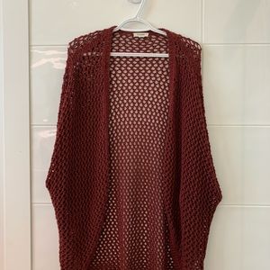 Burgundy cardigan with holes